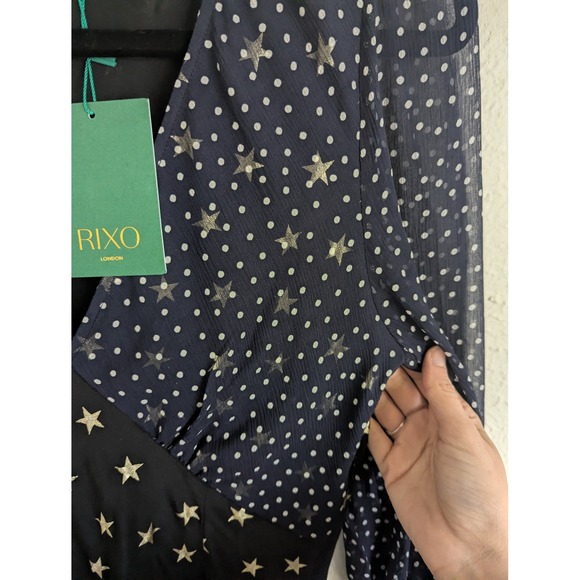 Rixo Erin silk star print maxi dress size L celestial evening $395 - Picture 9 of 11
